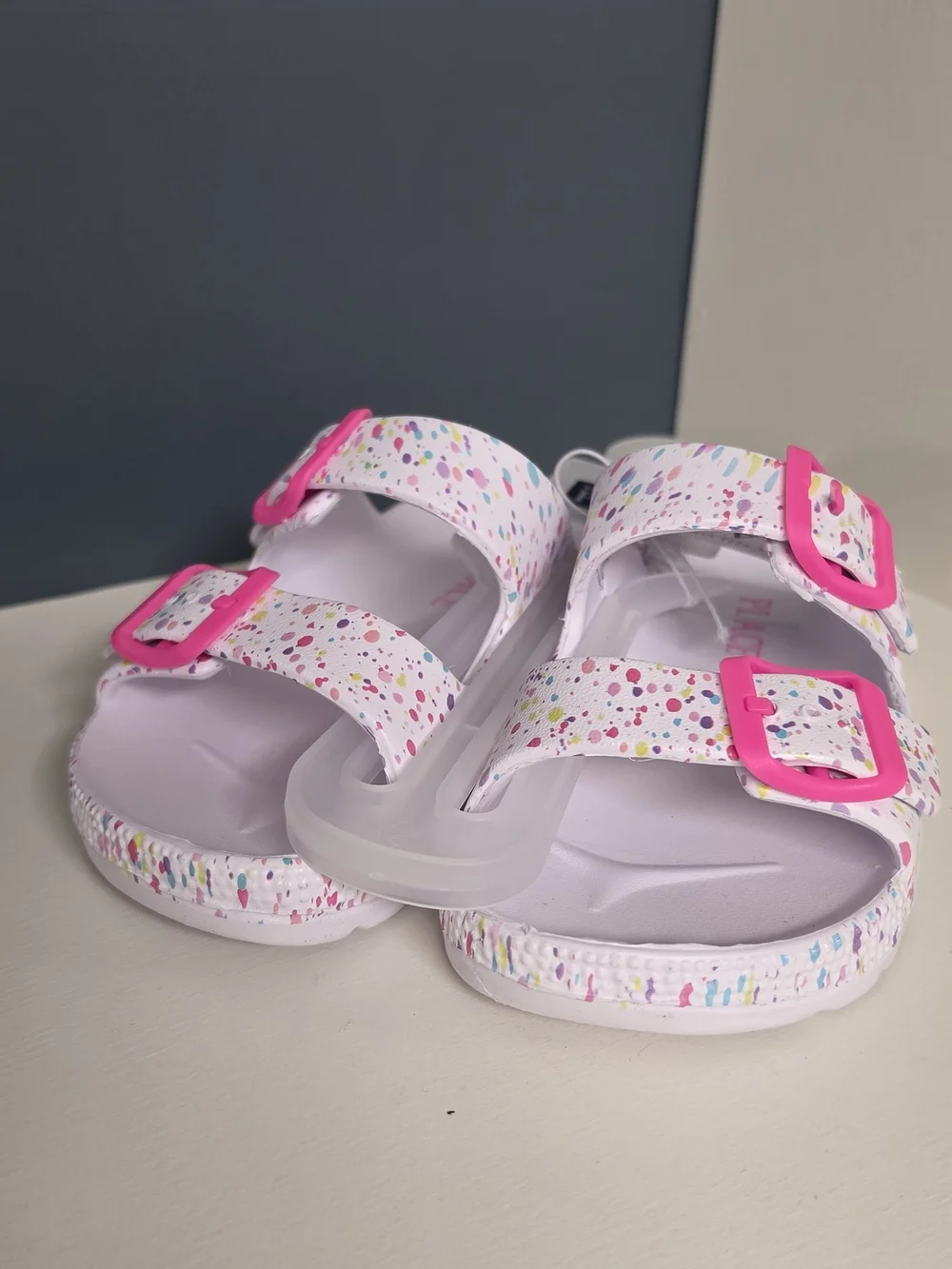 The Children's Place Pink Multicolor Speckle Double Buckle Sandals